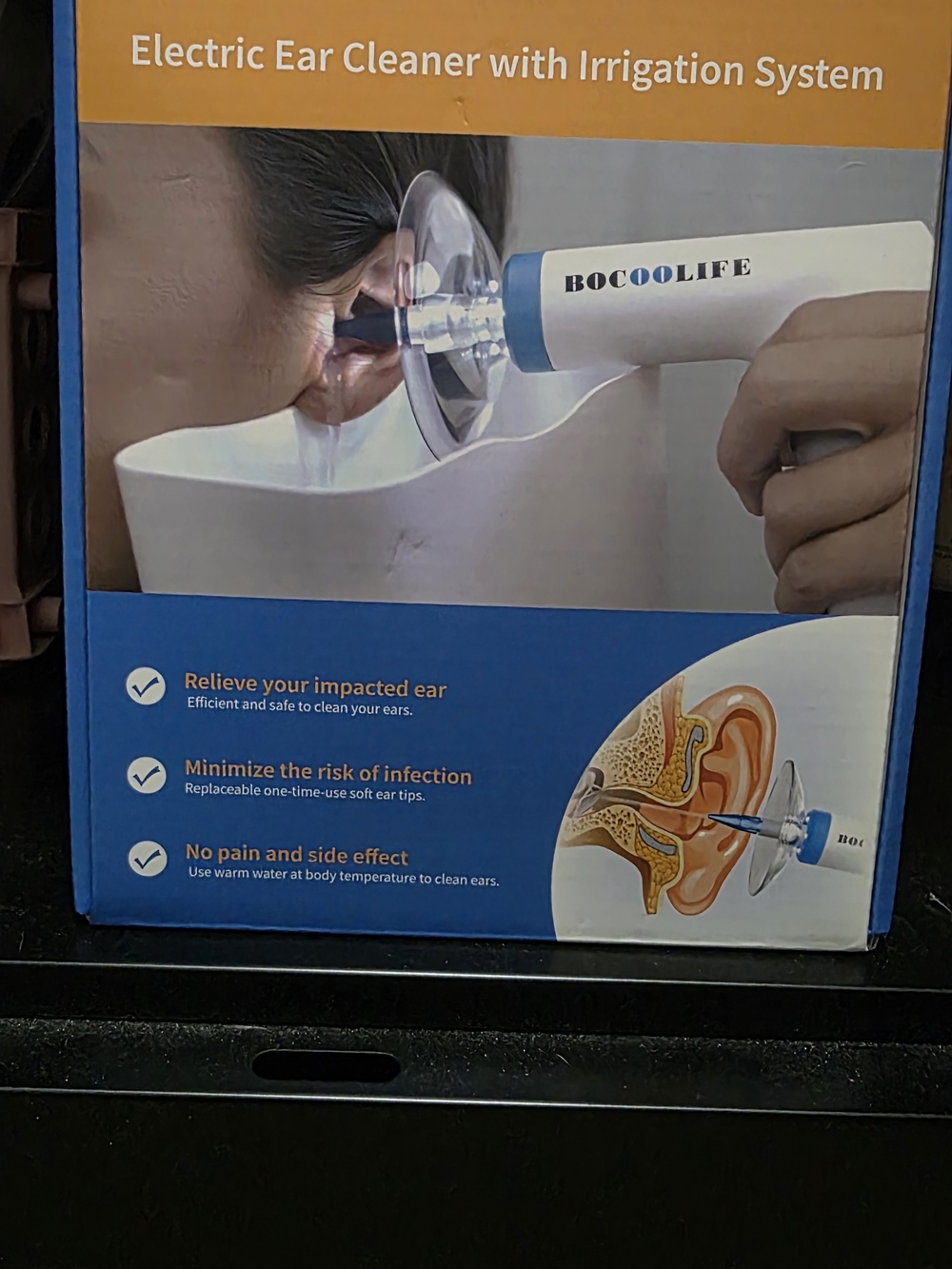 Electric Ear Cleaner with Irrigation System — White and Blue